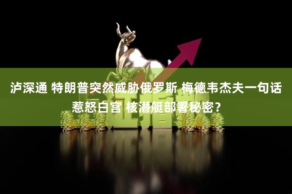 泸深通 特朗普突然威胁俄罗斯 梅德韦杰夫一句话惹怒白宫 核潜艇部署秘密?